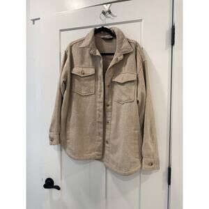Tan Fleece Button down jacket large